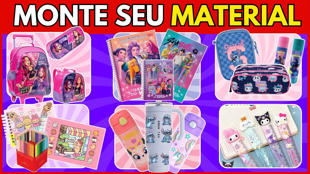 MONTE SEU MATERIAL ESCOLAR | JOGO DE ESCOLHAS 🎒✨ | Zera Quiz | #quiz #monteseumaterial