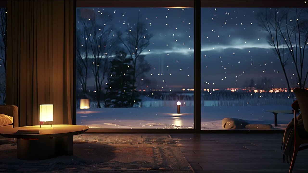 Deep Sleep Piano | Snowy City Night Relaxing Sleep Music (3 Hours)