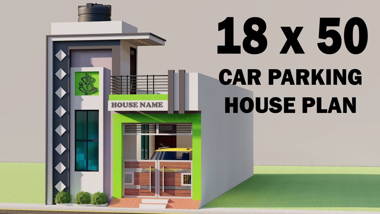 18X50 3 Bedroom Car Parking House Design,Small House Elevation
