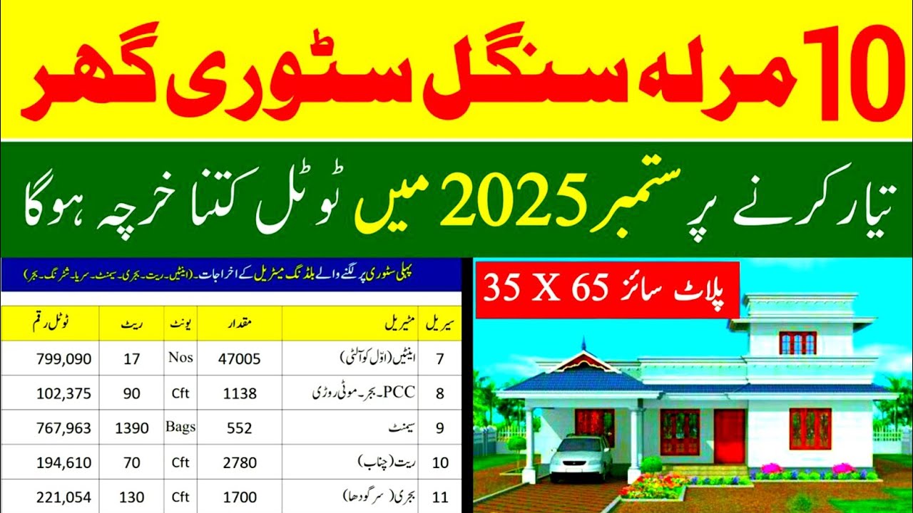 How much 10 marla house construction cost in September 2025 | 10 marla house construction cost 2025