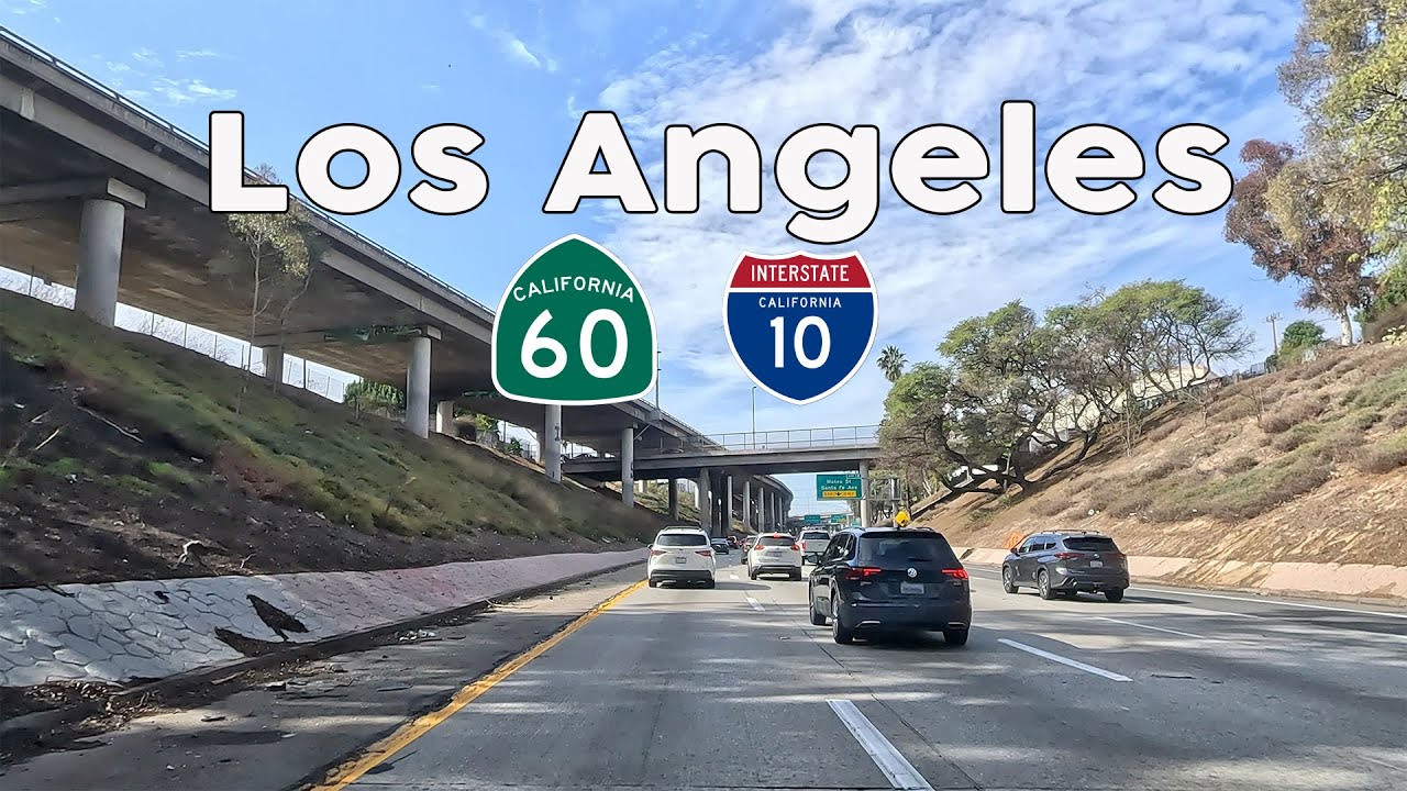 Los Angeles Freeway Journey: Interstate 10 and SR60 West Drive Tour with the City of Los Angeles, 4K