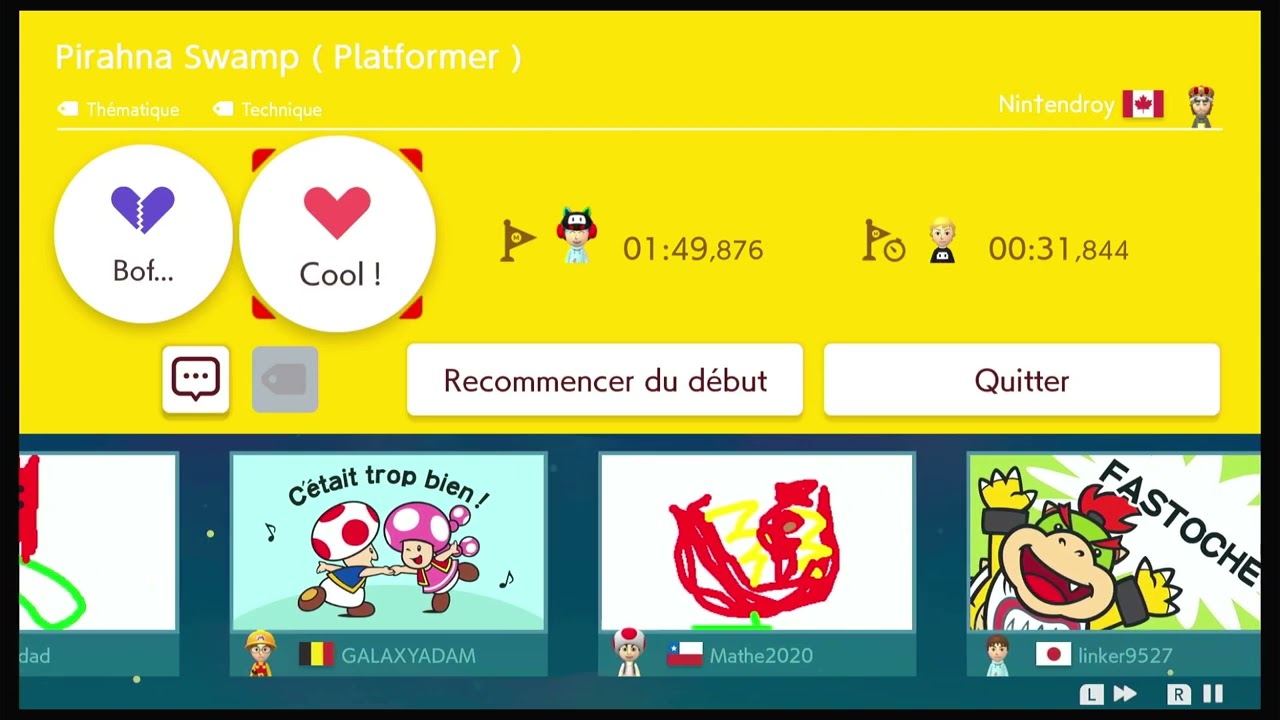 je joue a vos niveaux mario maker 2 (ou a se du monde )