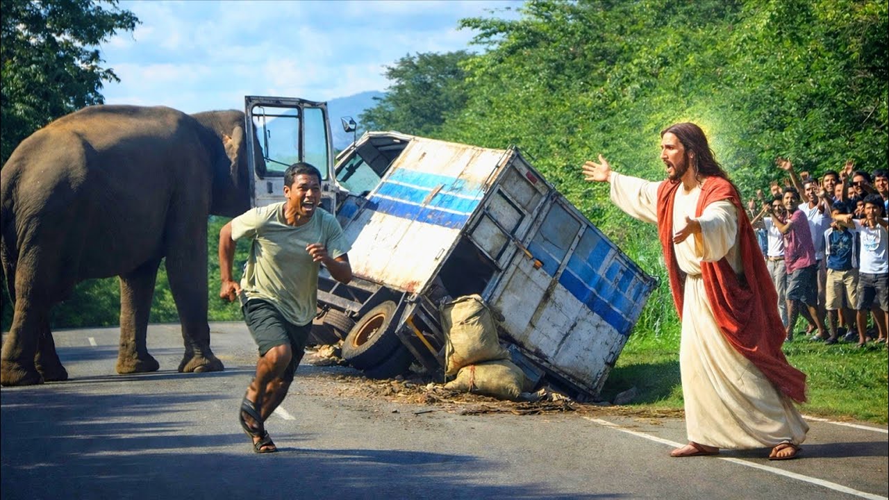 🚨“Wild Elephant Flips Container Truck on Highway | Shocking Footage”😱🐘
