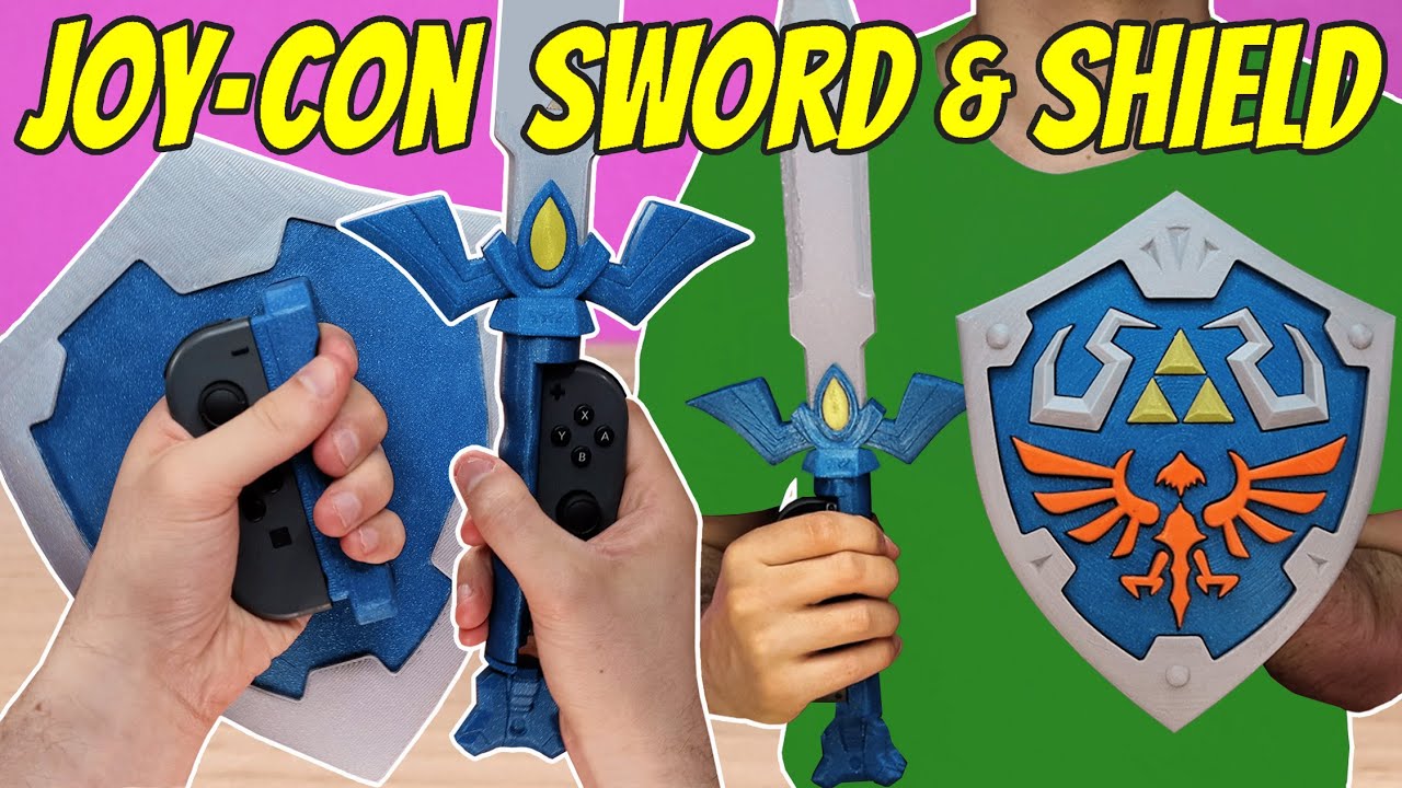 Zelda Hylian Sword and Shield Joy-Cons 3D Printed