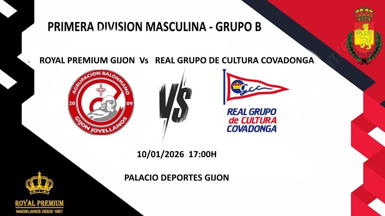 ROYAL PREMIUM GIJON  🆚  REAL GRUPO DE CULTURA COVADONGA  16ª Jornada Primera división Grupo B