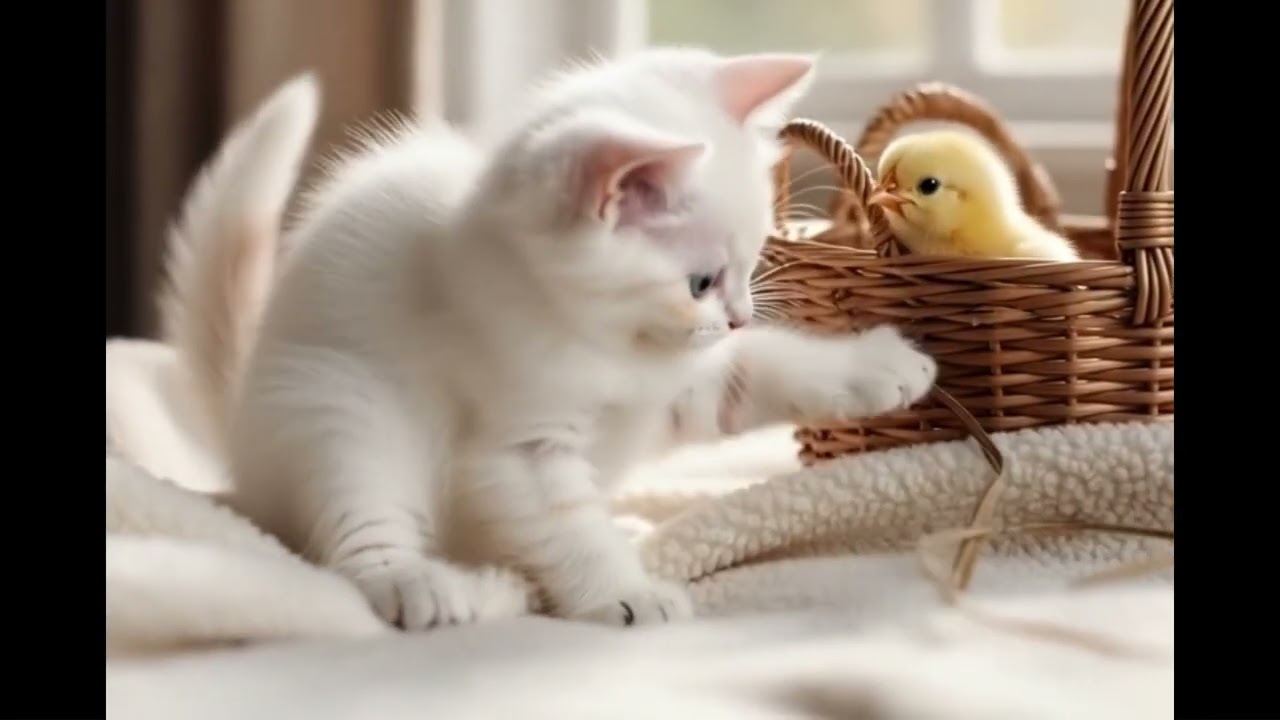 Cuteness Overload Kitten and Chick's First Playtime Together!❤️❤️❤️