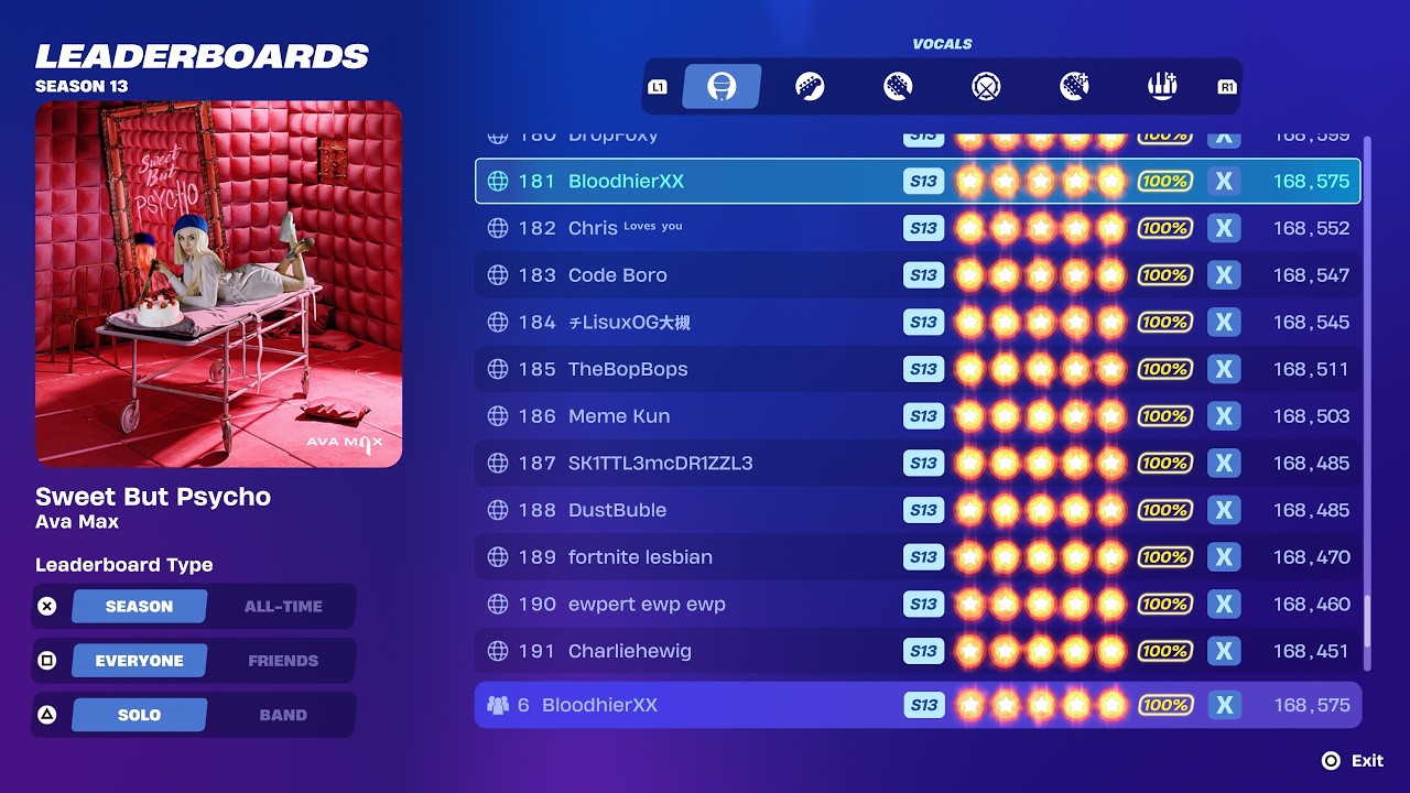 Fortnite Festival S13 - Sweet But Psycho Flawless Vocals Expert Mode