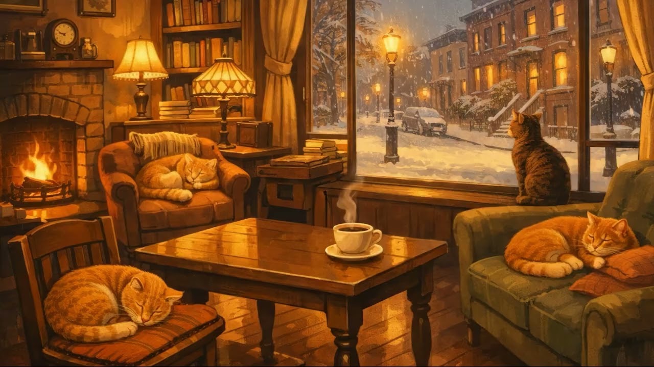 Cozy Vintage Jazz Cat Café ☕🐈 | Relaxing Instrumental Jazz for Study, Sleep & Focus