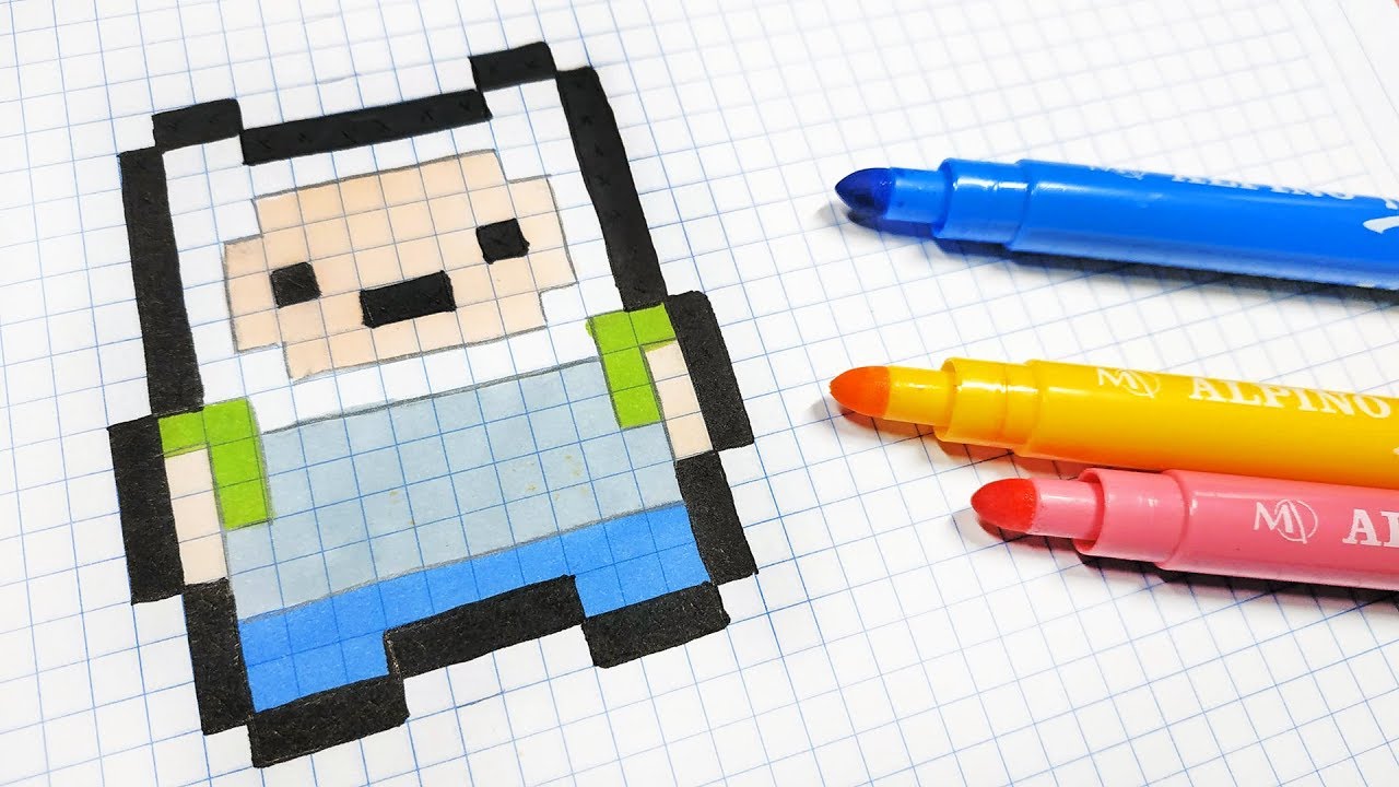 Handmade Pixel Art - How To Draw a Finn #pixelart