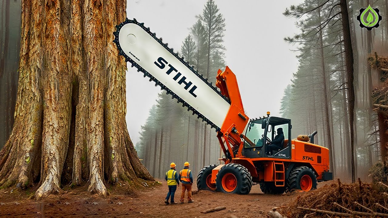Extreme Dangerous Fastest Big Chainsaw Cutting Tree Machines | Monster Stump Removal Excavator #99