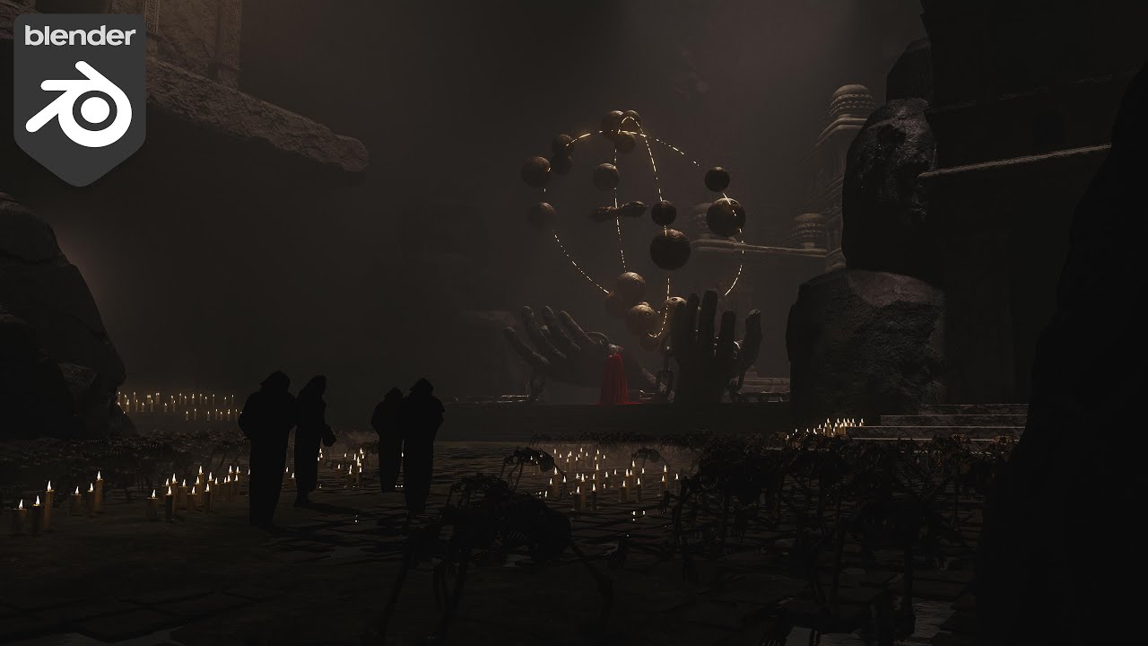 The Last Prayer Beneath the Colossal Hands | Concept Art | Blender 4.0