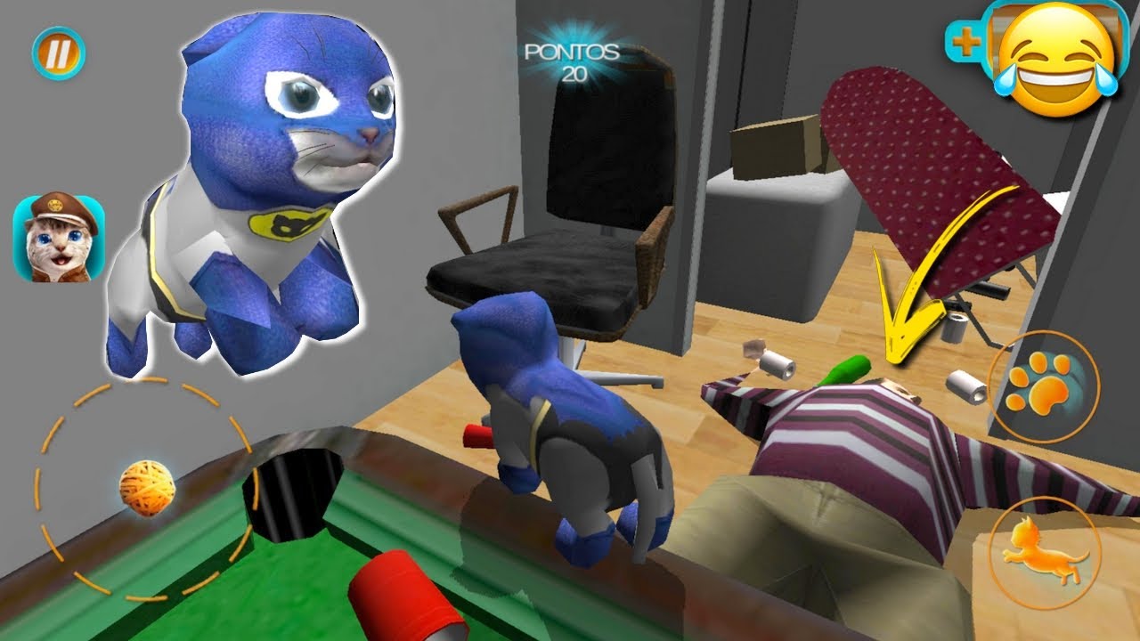 GATO MALUCO DESTRUIU A FESTA😺😂cat simulator, joguinho do gato maluco, jogo de simulação de gato