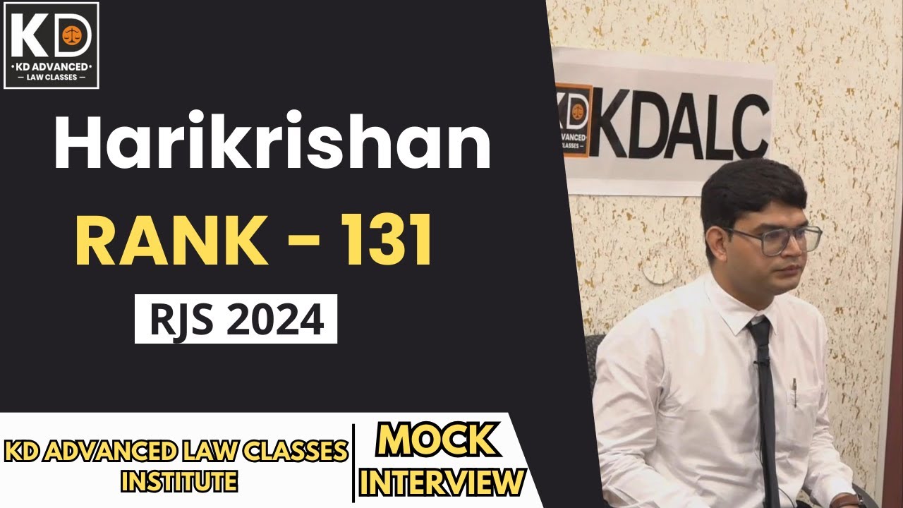Harikrishan, Rank-131, RJS 2024 | ENGLISH MEDIUM | Mock Interview | KDALC