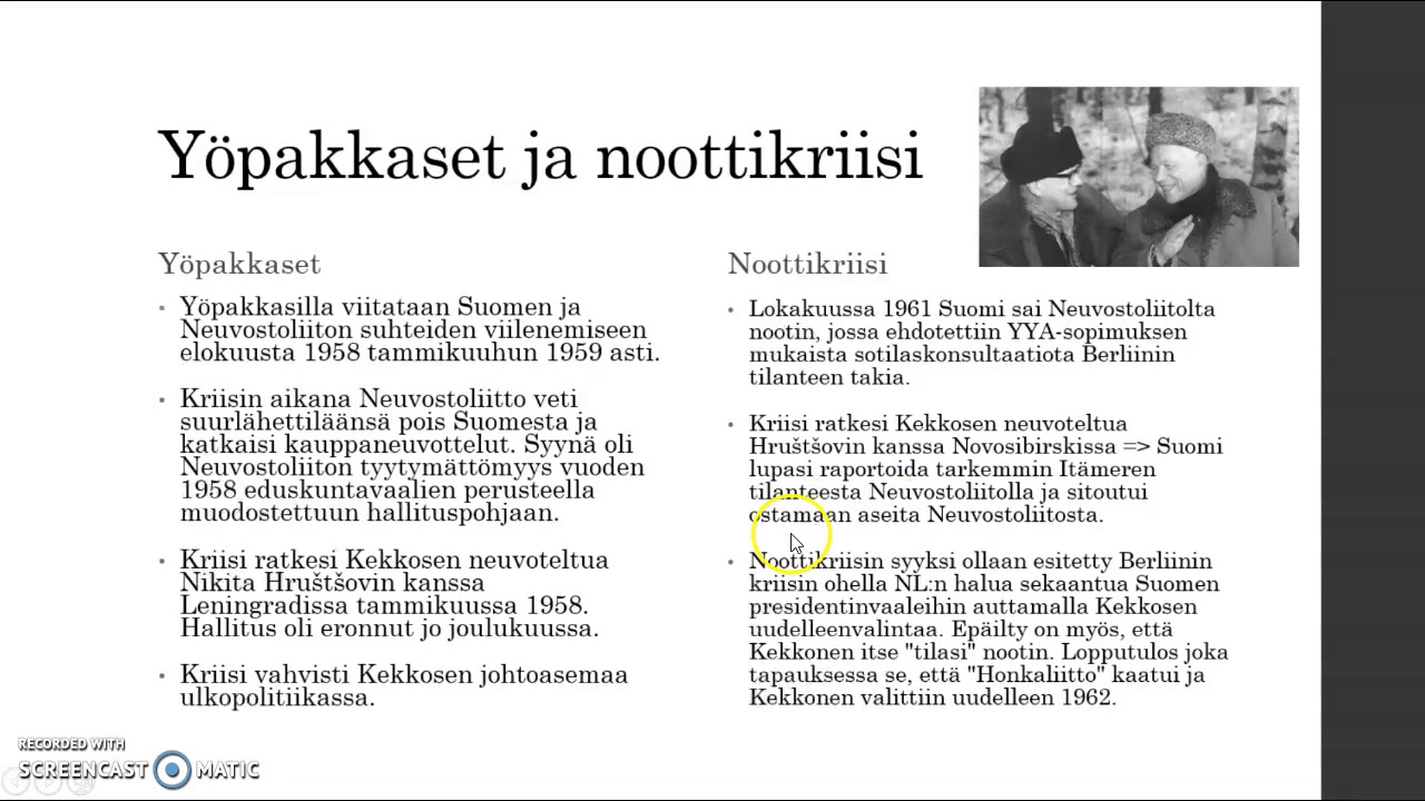 Yöpakkaset ja noottikriisi