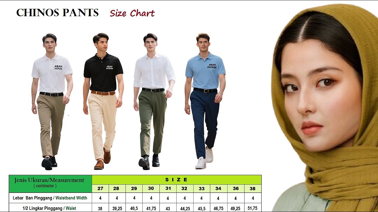 SIZE CHART CELANA CHINO PRIA
