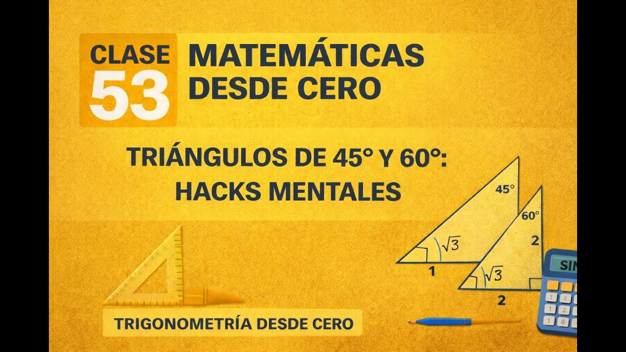 🧮 Clase 53 – Triángulos de 45° y 60°: Hacks Mentales | Matemáticas Desde Cero