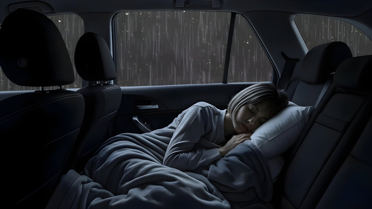 Water Hammering on Car Roof 🌧️ Heavy Rain with Thunder for Sleep