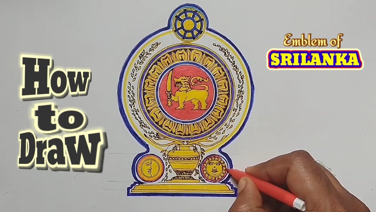 How to draw a national emblem of srilanka || coat of arms