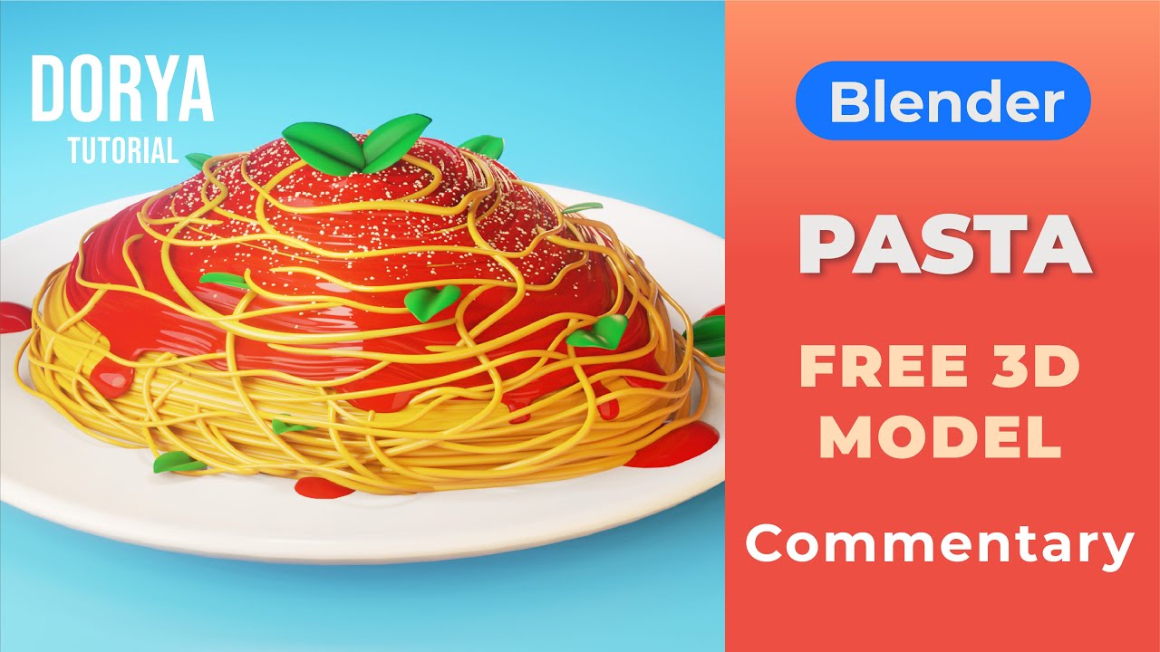 3D Pasta – Blender Tutorial with Commentary – Free 3D Model