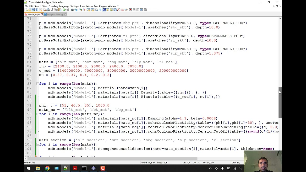 ABAQUS property assignment and section creation using Python scripting and Macro manager