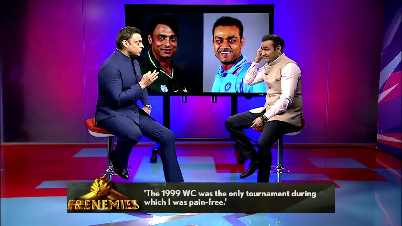 Sehwag & Akhtar after Champions Trophy 2017.Love IndiaPakishtan