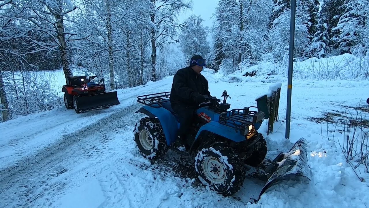 Plowing snow with Honda Rancher and Yamaha Big Bear