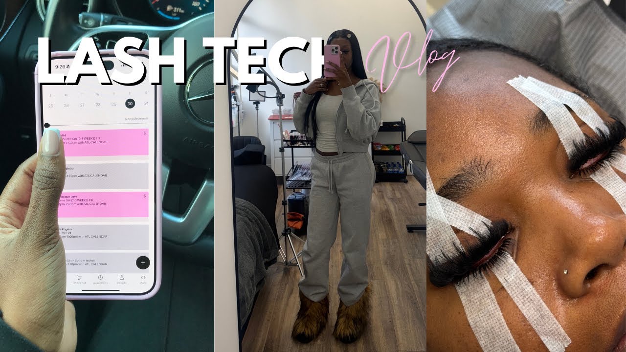 VISUAL DIARY OF A LASH TECH | lash tech vlog, morning routine, taking clients