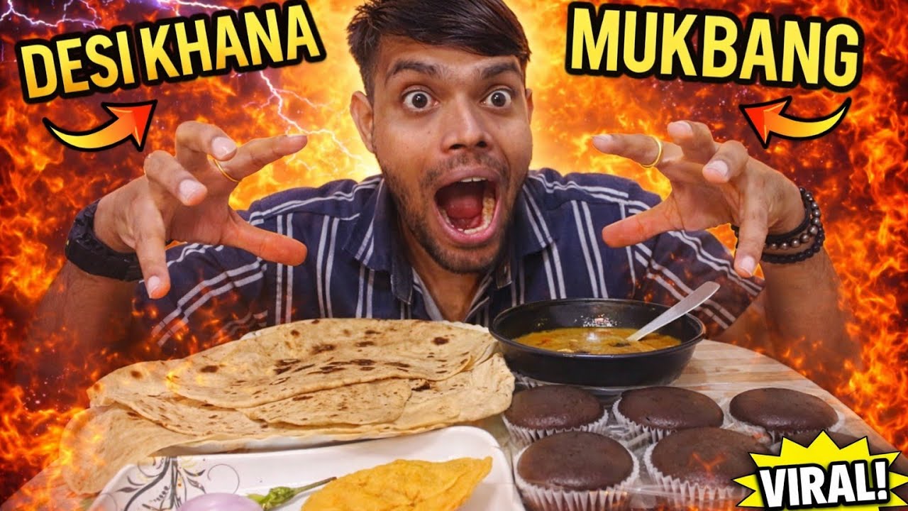 ASMR Eating Desi Khana 🍛 | Dal Tadka, Soft Roti & Muffins | Mukbang Sounds