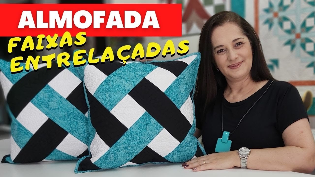 ALMOFADA PATCHWORK | Faixas Entrelaçadas - Como fazer Almofada em Patchwork apenas com quadrados!