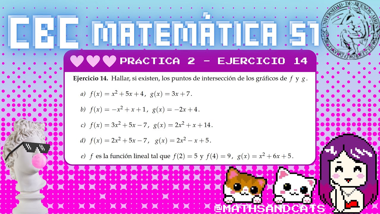 Intersección entre cuadráticas y lineales - Ejercicio 14 - Práctica 2 - CBC - Matemática 51