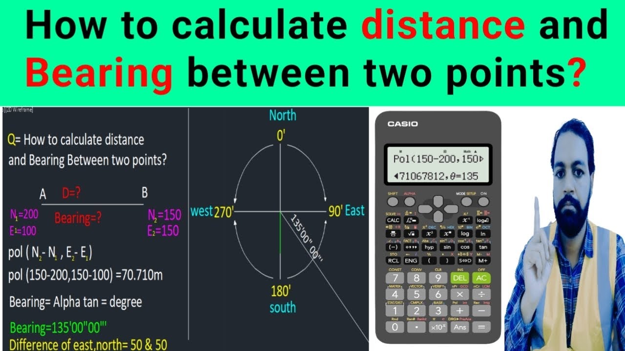 How to calculate distance and Bearing between two Coordinates / points / objects / numbers.