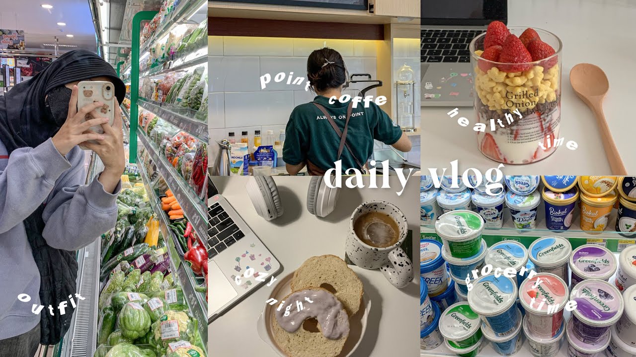 daily vlog🍓🍜🧸 : productive 6AM, workout, healthy breakfast , making burger , grocerry time (๑˘ᵕ˘)