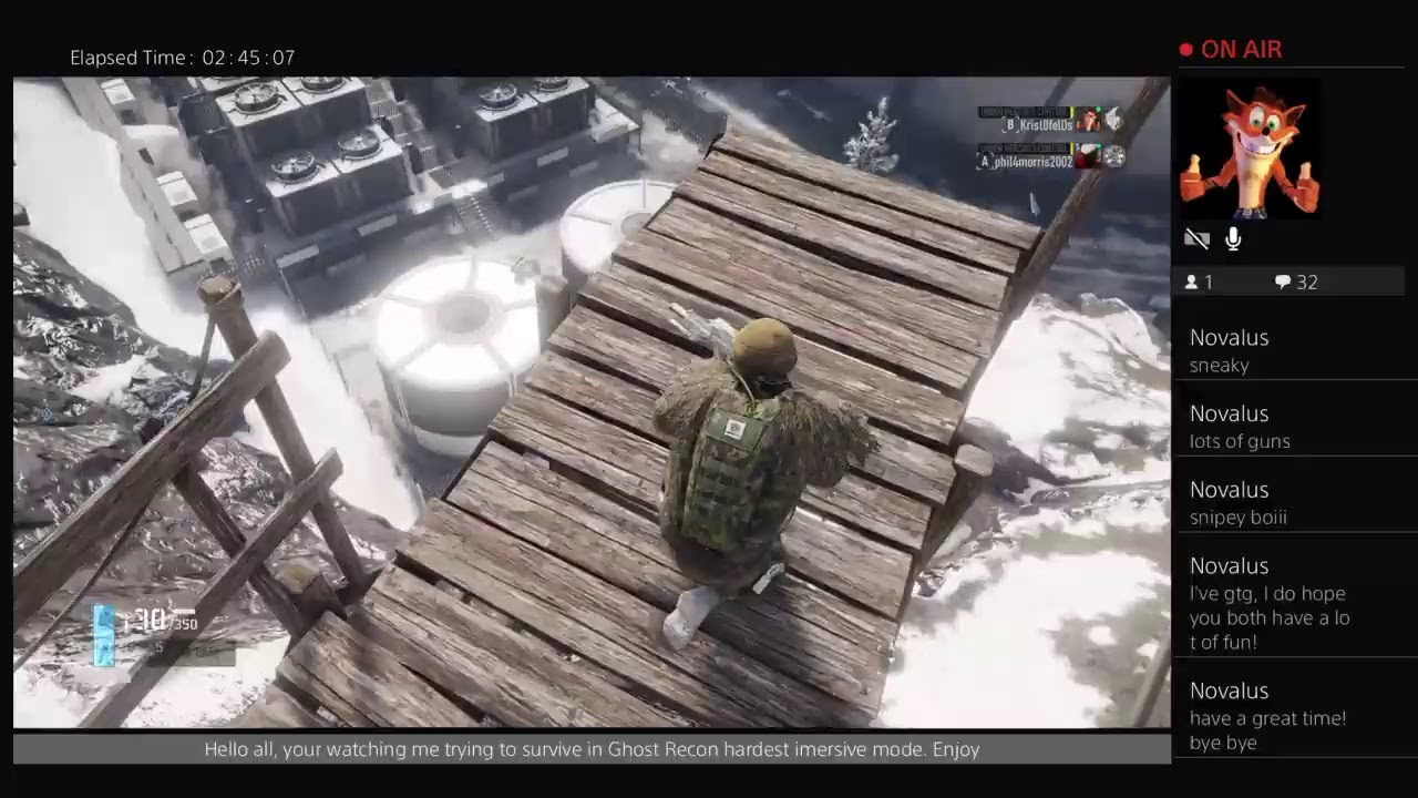 Live PS4 , Ghost recon breakpoint immersive mode , hardest settings