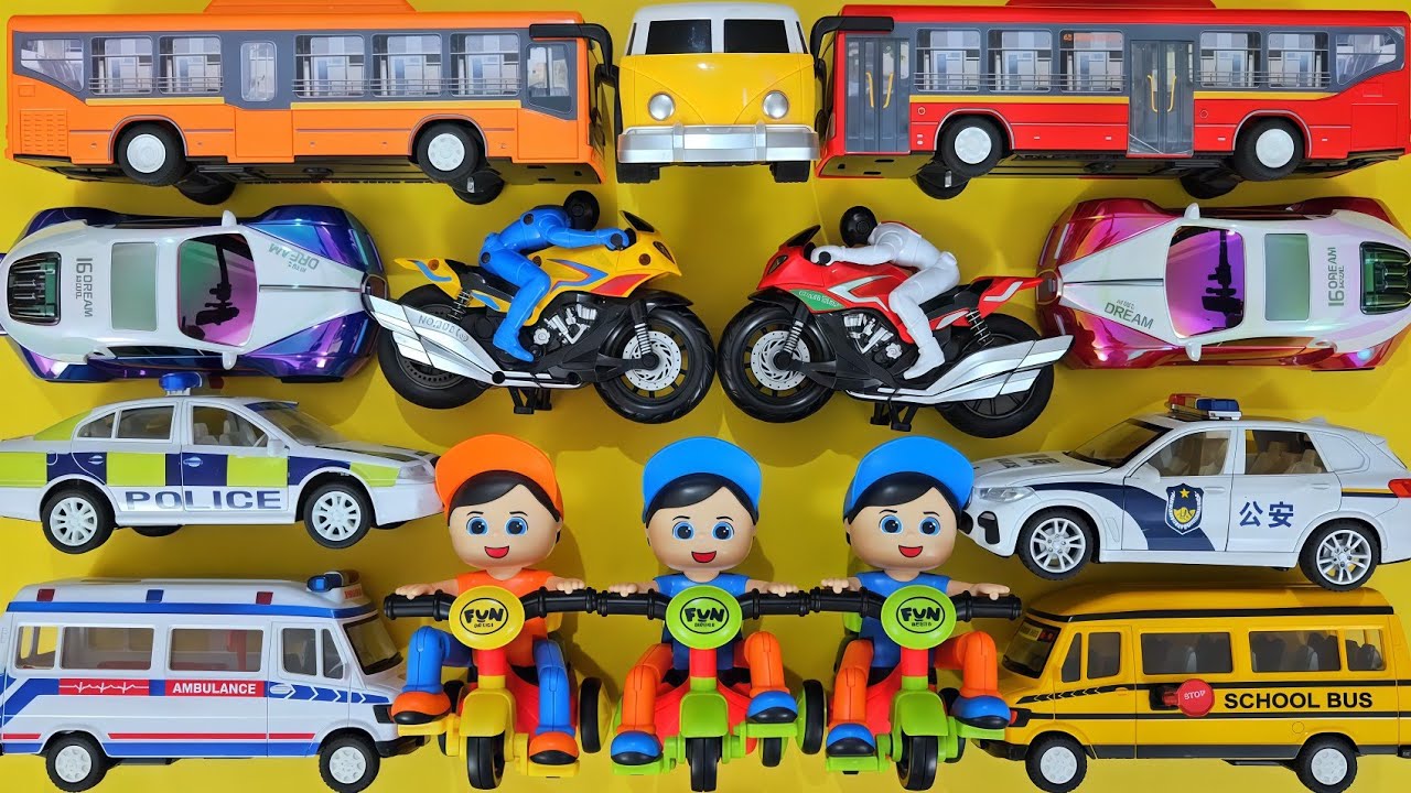 City Transport Toys | Bus, Racing Car, Tricycle & Bike for Kids