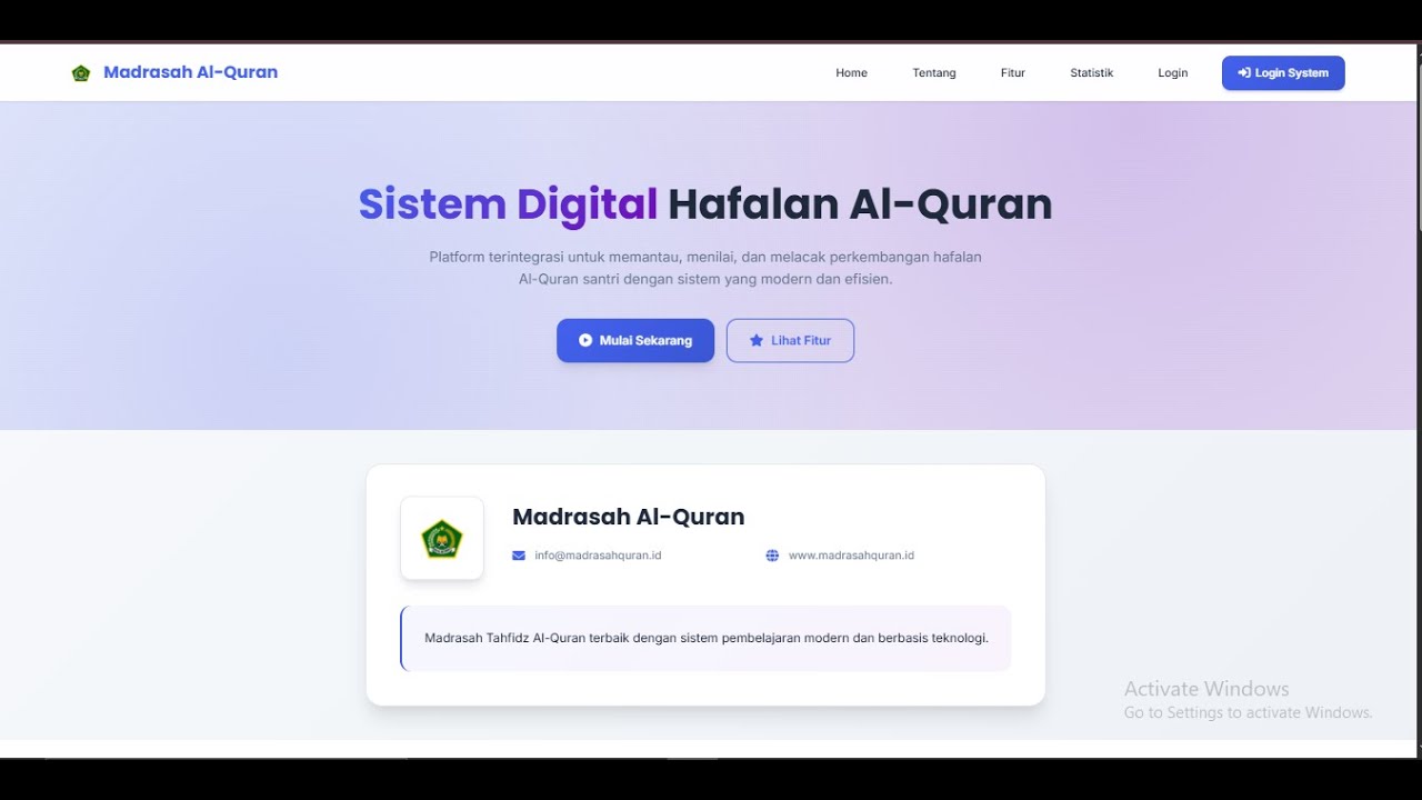 Aplikasi Web Setoran Hafalan Al-Qur’an Terintegrasi | Tahfidz Digital