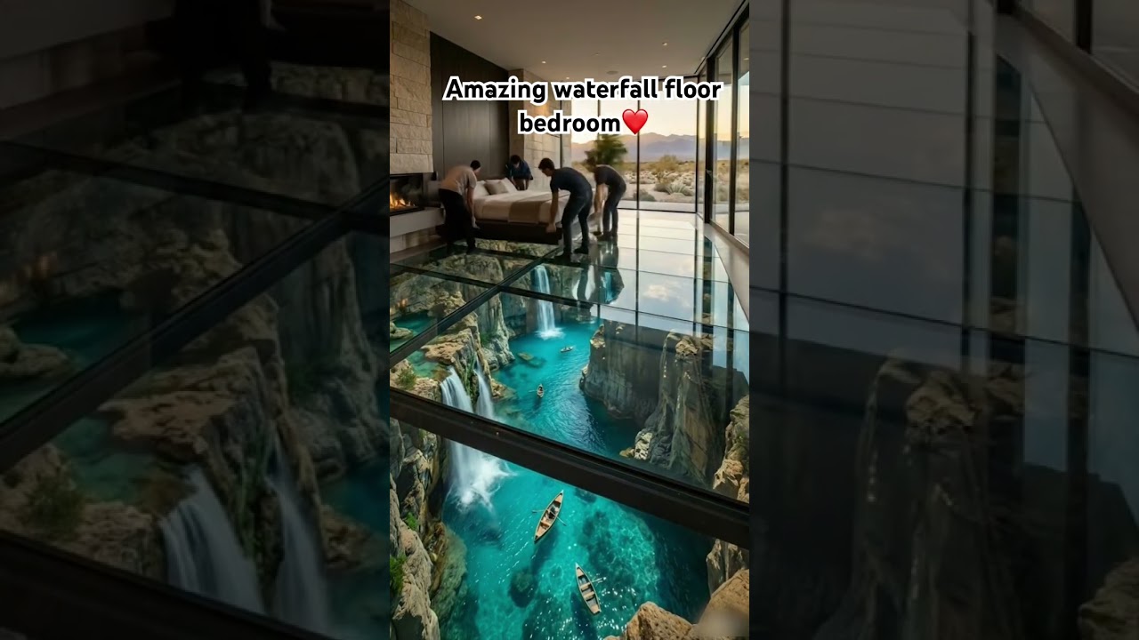 Have you ever seen this waterfall floor bedroom design? 