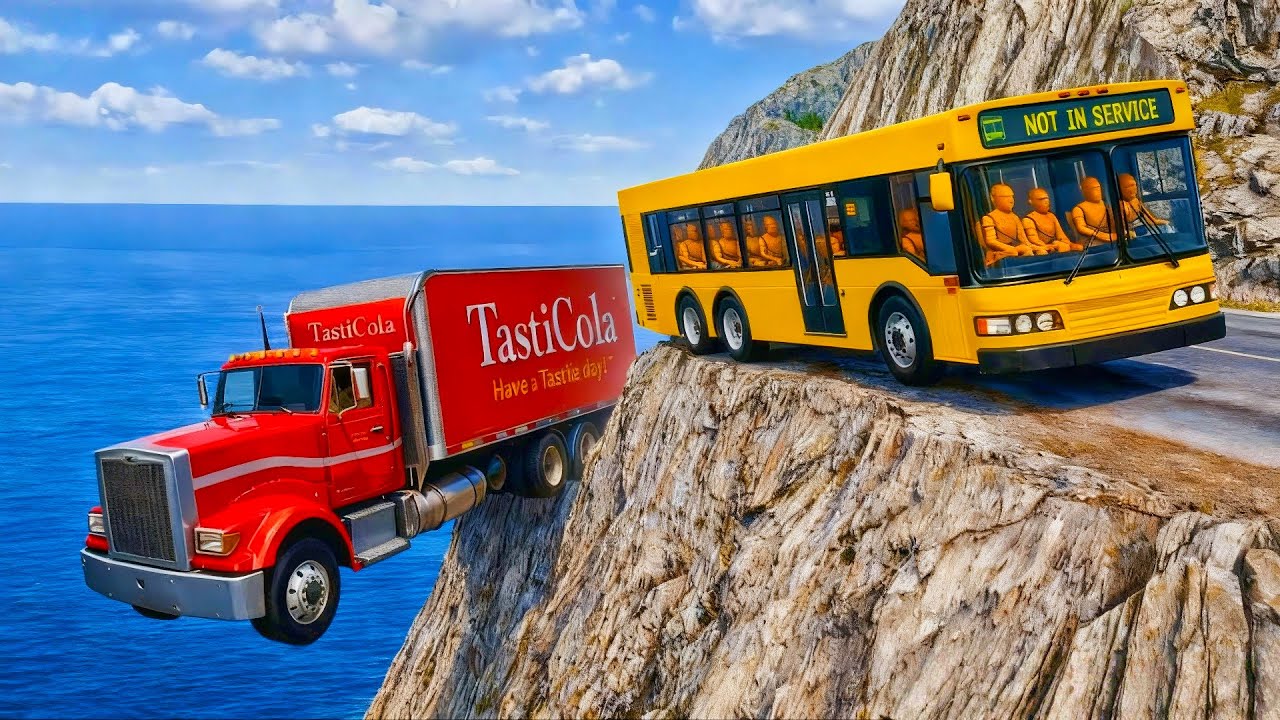Car vs bus deadly cliff mountain drop 💥🤯 | BeamNG Drive Episode 52'!