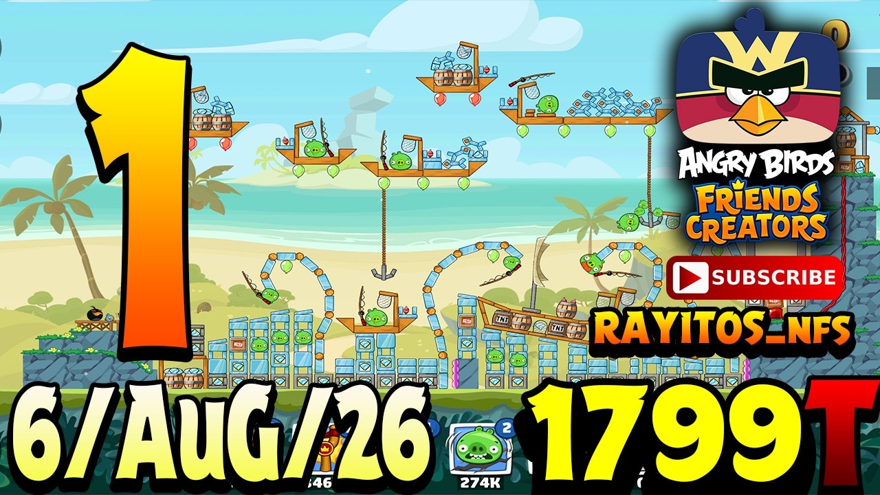 Angry Birds Friends Level 1 Tournament 1799 Highscore POWER-UP walkthrough 3 stars