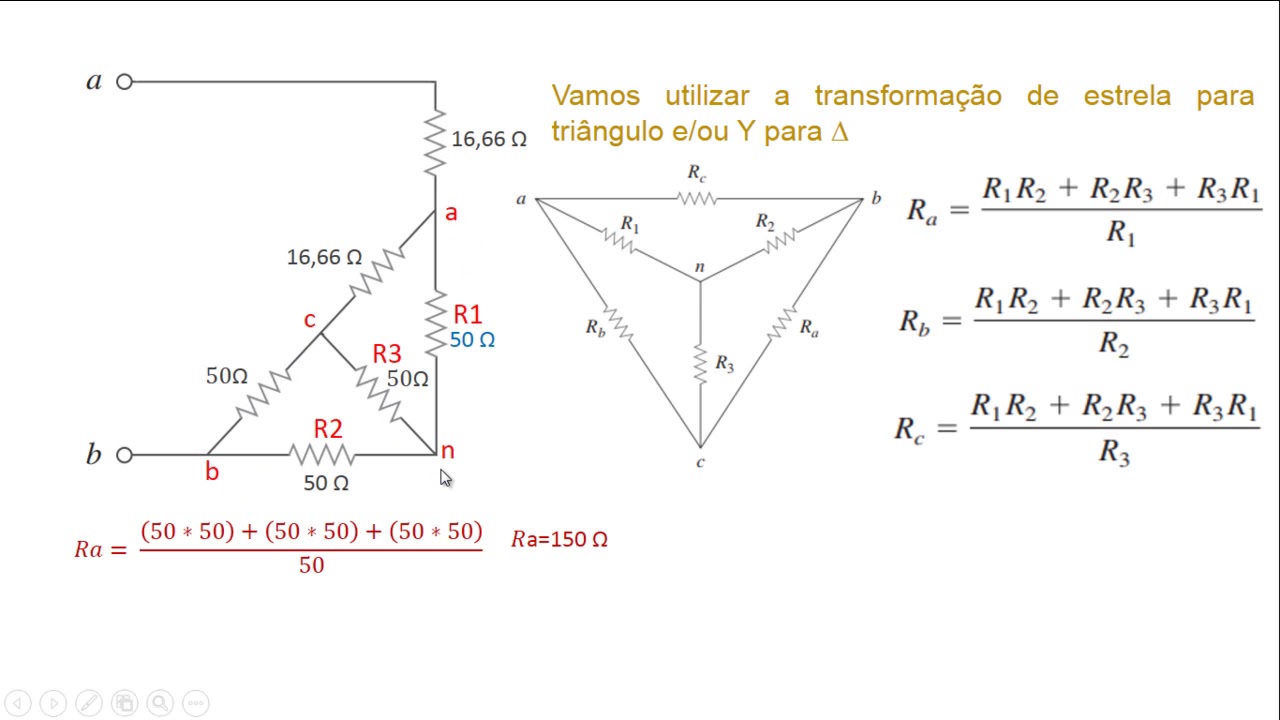 Associação e resistores aplicando conversão delta estrela e estrela delta