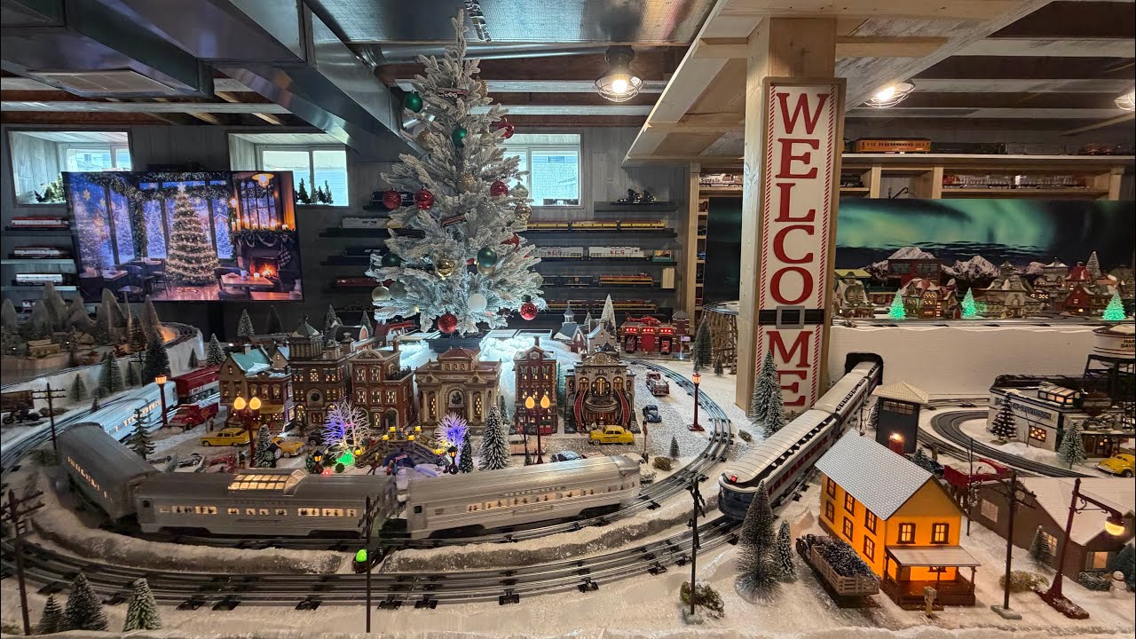 Running Lots of Trains on the Christmas Layout Today!