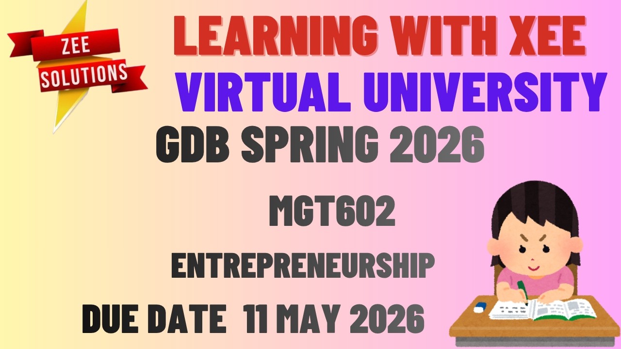 MGT602 Entrepreneurship GDB Spring 2026 Virtual University of Pakistan