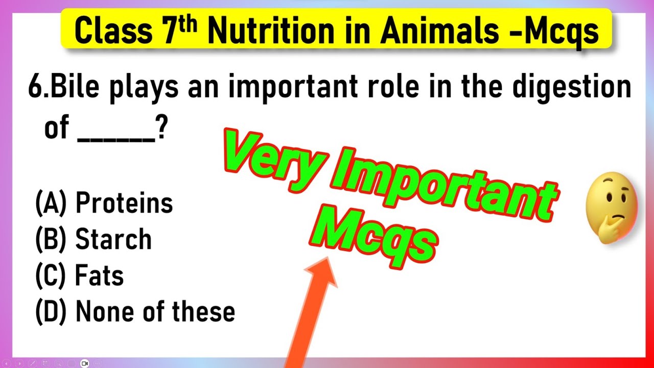 Nutrition in Animals Class 7 MCQs Questions with Answers | Nutrition in Animals Class 7 MCQs