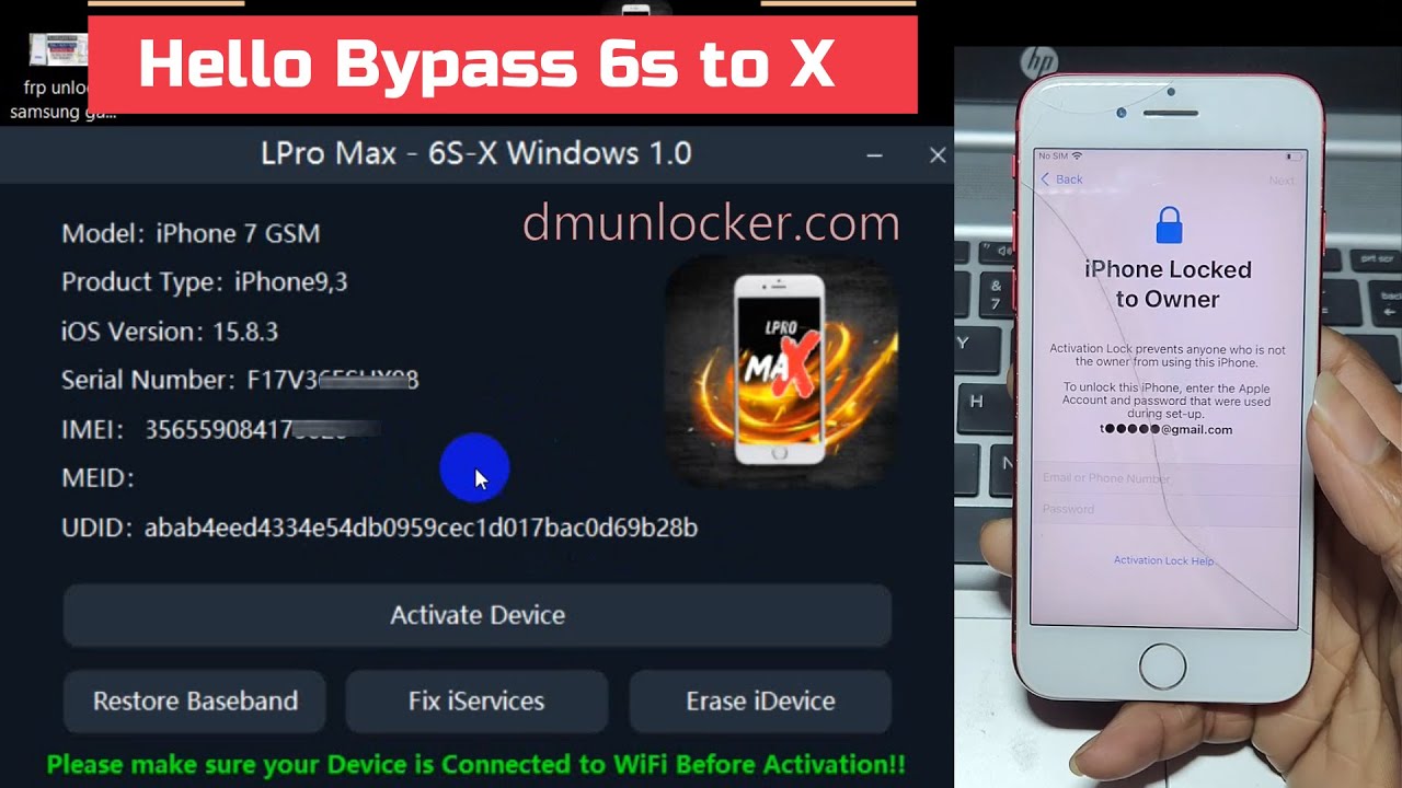 iPhone Locked to Owner LPro Max V1.0 With Signal Hello Screen Bypass iPhone 6s to X with Signal