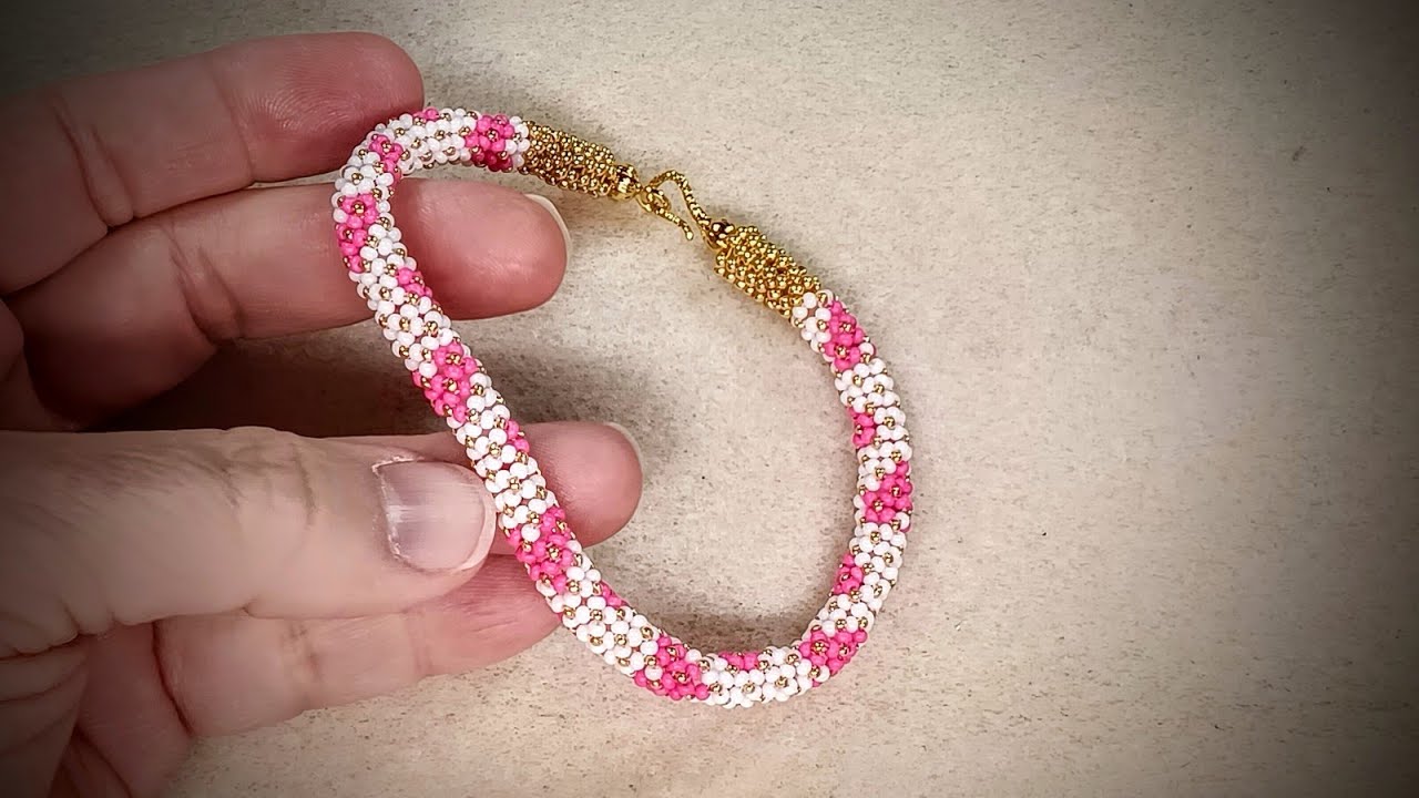 Tubular Chenille Heart Bracelet Tutorial with Terra Intensive Matt Red Beads from John Bead ❤️