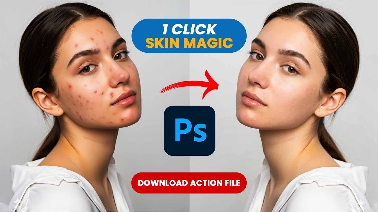 Skin Retouching Photoshop Tutorial | Free Action File Download