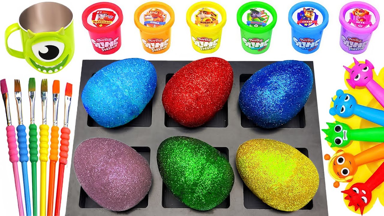 Fun Oddly ASMR Video | DIY How to Make Glittery Rainbow EGGS with Paw Patrol Colors & SPRUNKI Candy