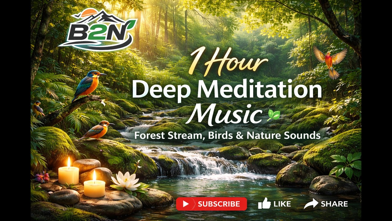 1 Hour Deep Meditation Music 🌿 Forest Stream, Birds & Nature Sounds