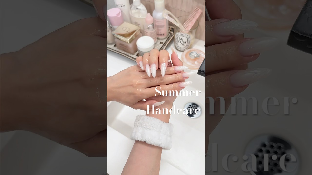 🐚🫧Summer handcare #handcare #aesthetic #routine #asmr #selfcare #summernails #fyp