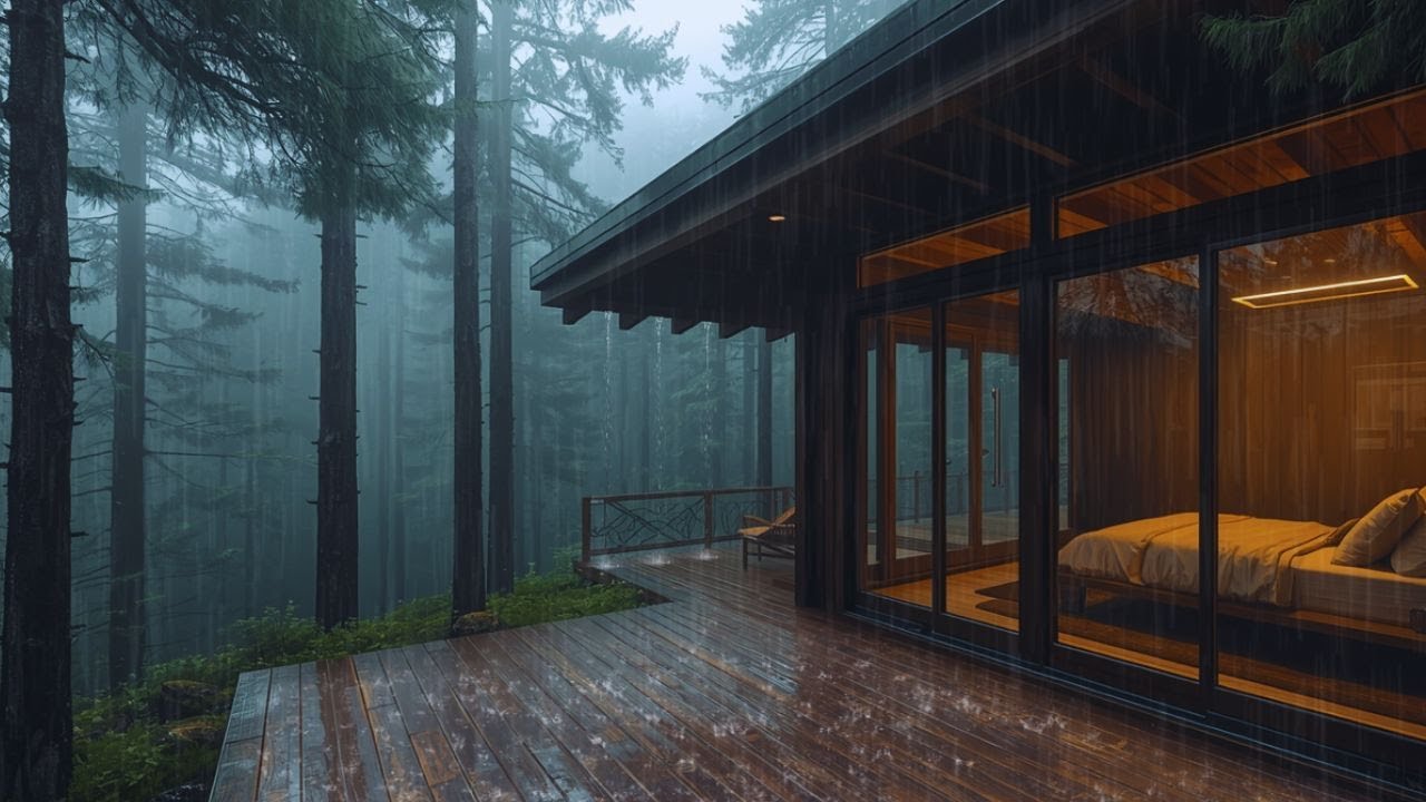 Cozy Cabin in the Rain Deep Sleep Ambience in the Forest