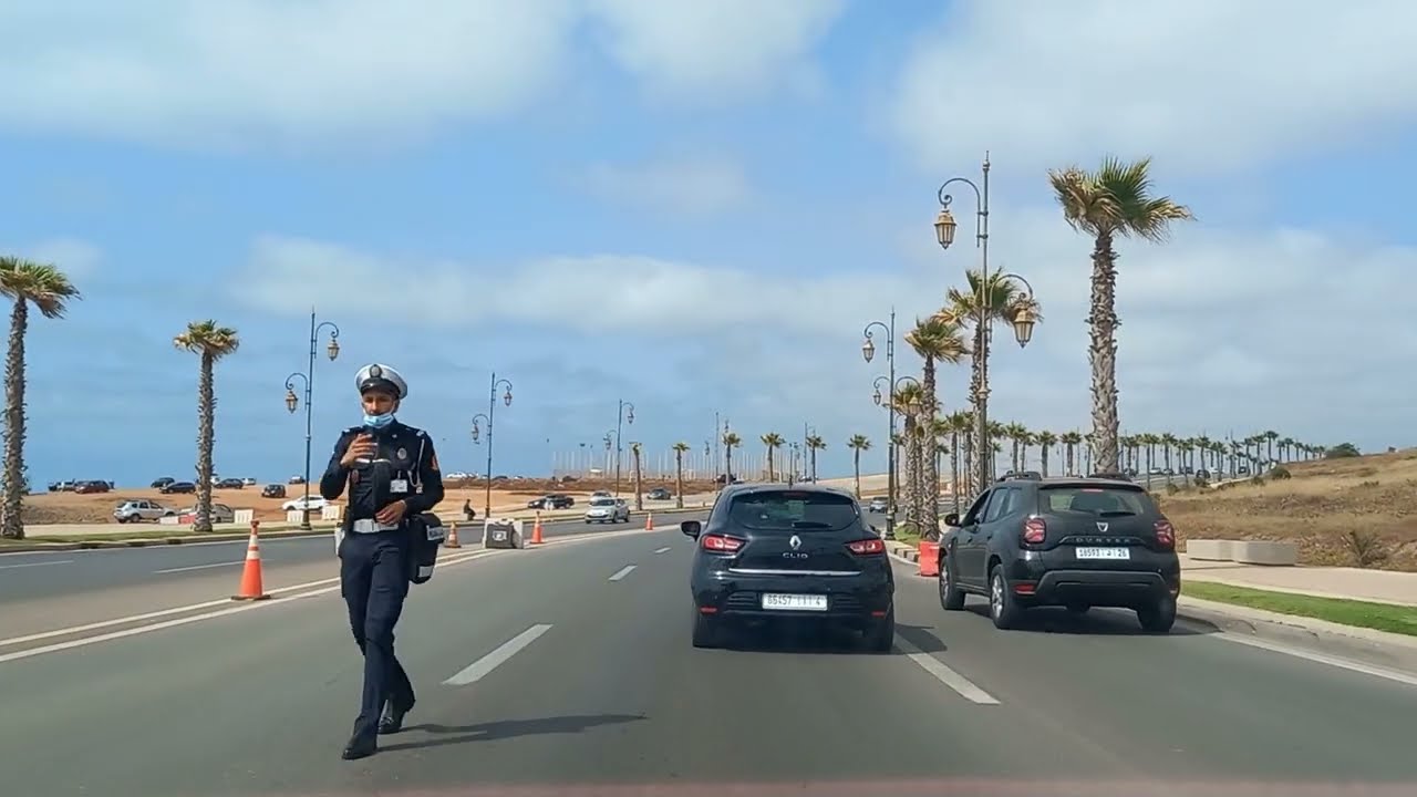 جولة بالسيارة بمدينة الرباط العاصمة عبر الطريق الساحلية  ، RABAT City, MA 🇲🇦